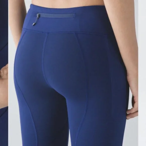 $88 LULULEMON Pace Rival Crop in Hero Blue Size 4 Leggings - Picture 5 of 7